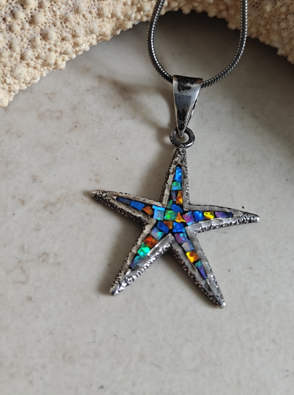 Vintage Cardenas Taxco Starfish Pendant Silver 950 Snake Chain Necklace - Picture 4 of 16